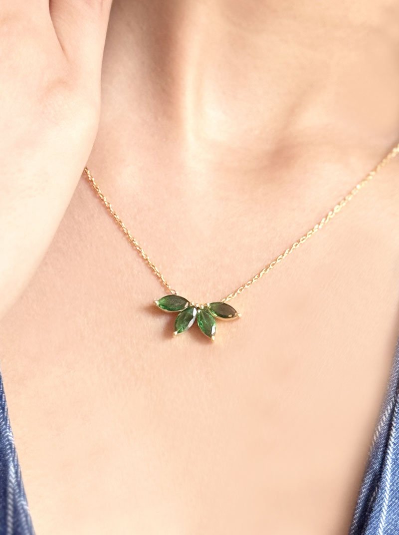 Verdant Ray Pendant Chain (925 Real Silver) - Gold